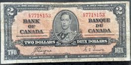 Alte 2 Dollar Note, 1937, Bank of Canada, Rarität!