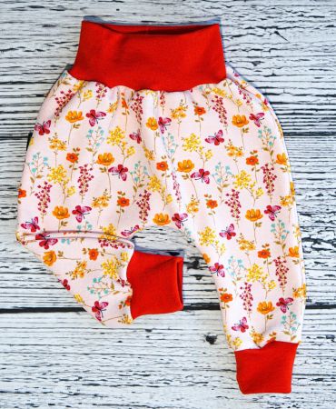Fleece Pumphose mit Blumen 68/74 - NEU