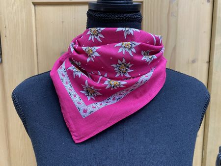 Halstuch Baumwolle Edelweiss Motiv Pink 50 x 50 cm
