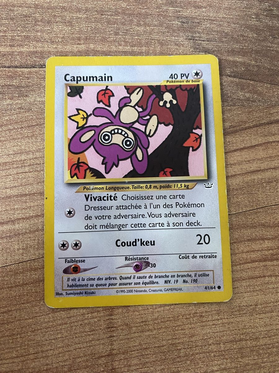 Pokémon Sammelbilder & Trading cards: 2000 Carte Pokémon Capumain 41/64 – Gebraucht aus Rossemaison von Carduelis