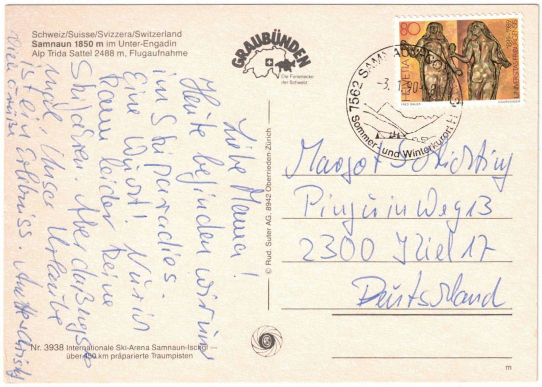 Cartoline postali: Samnaun - Luftseilbahn Trida Sattel – Usato da Binningen venduto da Mountainrider 1