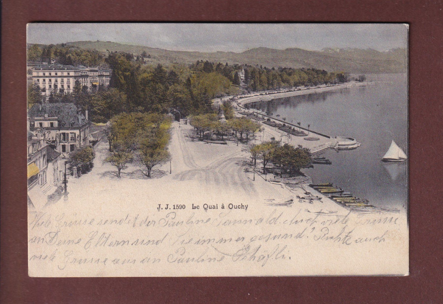 Cartoline postali: LAUSANNE - Quai d'Ouchy - 1905 – Usato da Pully venduto da nicecards