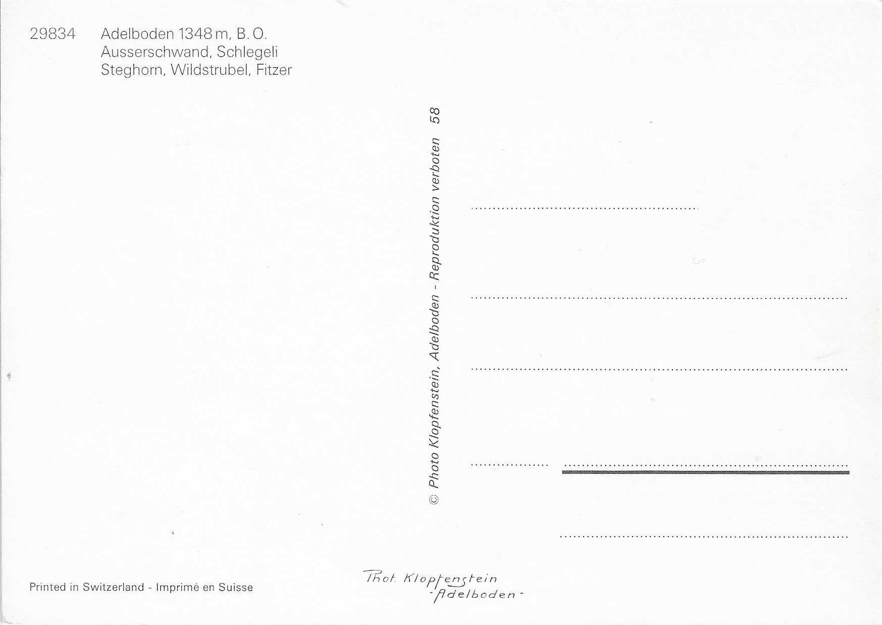 Cartoline postali: Adelboden Ausserschwand BE – Nuovo (secondo la descrizione) da Rothrist venduto da Stranglehold 1