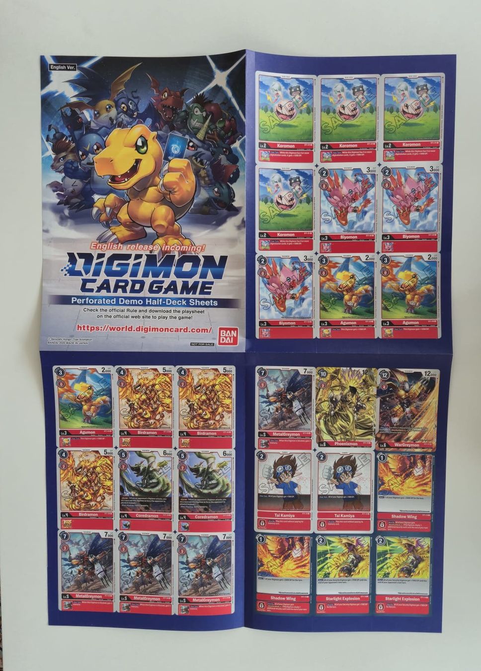 Bandai Sammelbilder & Trading cards: Digimon Perforated Demo Half-Deck Sheets (samples) 2020 EN – Neu und originalverpackt aus Biel/Bienne von DigiPok 1