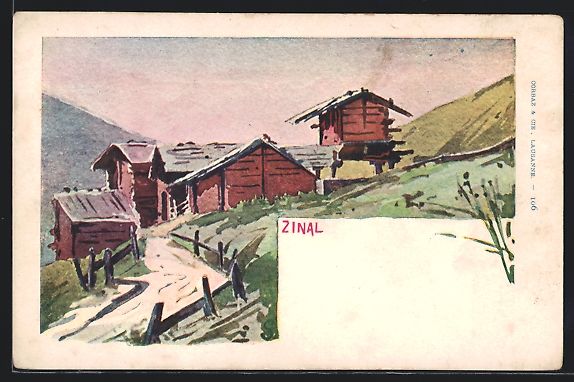Cartoline postali: Künstler-AK Zinal, Panorama – Usato da Berlin venduto da bartko-reher