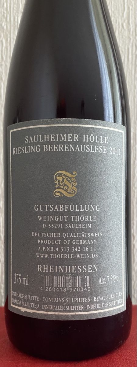 Wein: Riesling Beerenauslese, 2011 Saulheimer Hölle – Neu (gemäss Beschreibung) aus Cully von Forninho 3