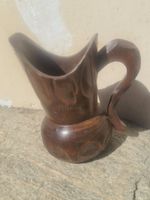 Antik FALCON Holz Wein Krug Sammlerstück 21 cm Spain
