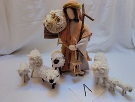Schwarzenberger Krippenfiguren Hirt mit Schaffen 