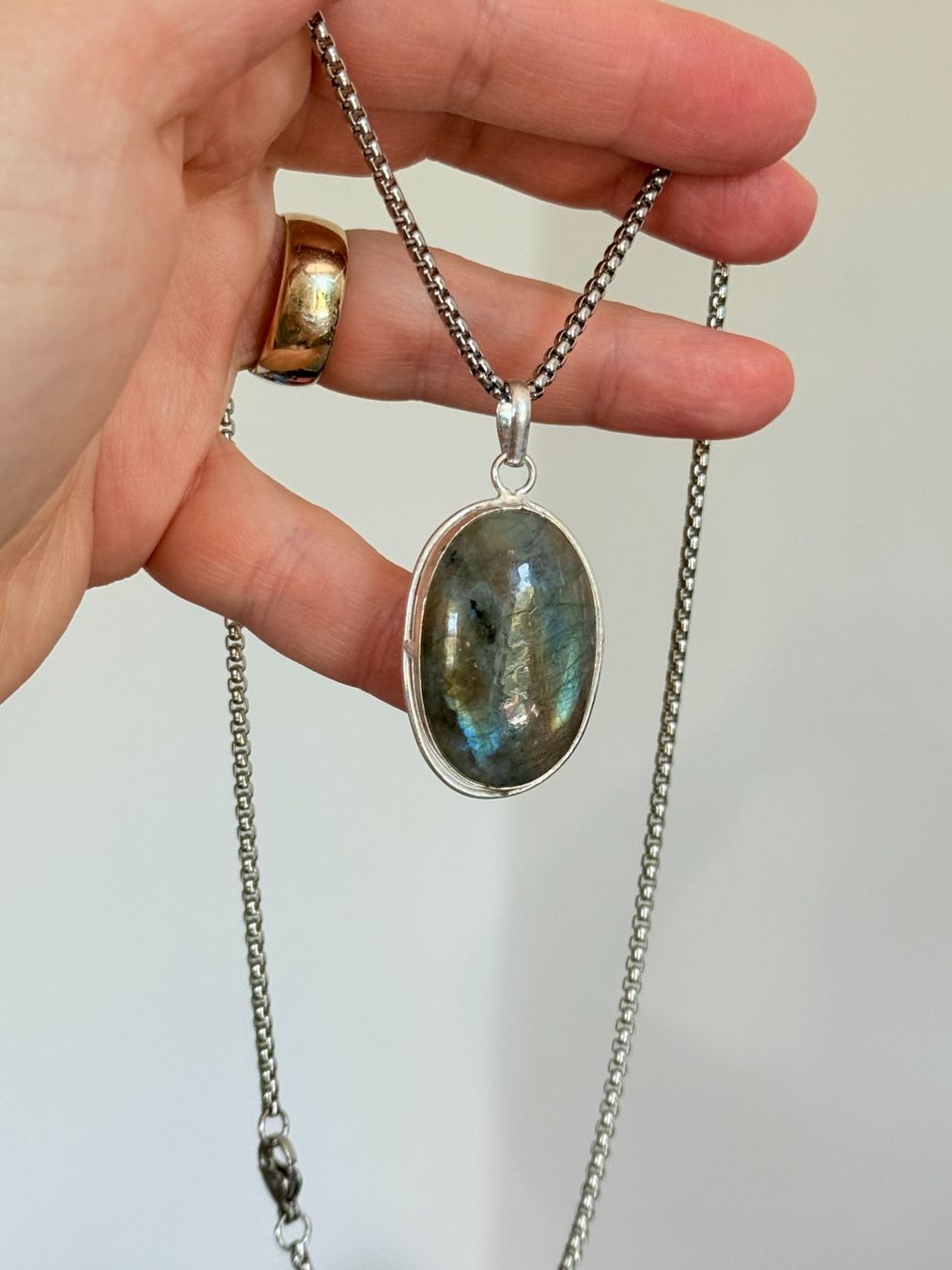 Catenine: Collier vintage avec pierre de Labradorite véritable✨ – Nuovo e nell'imballaggio originale da Genève venduto da AWWA 5
