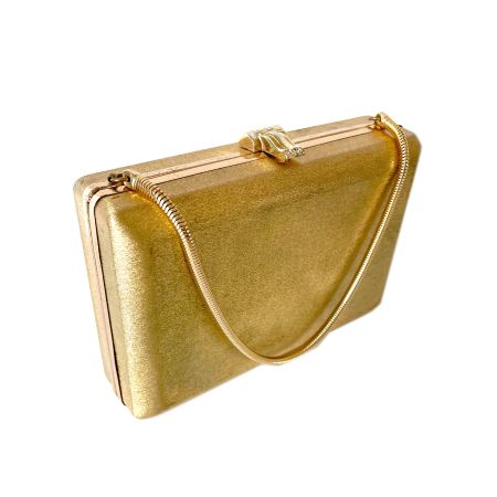 Abendtäschchen Metall Gold mit Goldkette VINTAGE 1950s
