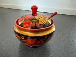 Holz-Dose mit Holzlöffel "Beeren" Dose russische Holzkunst