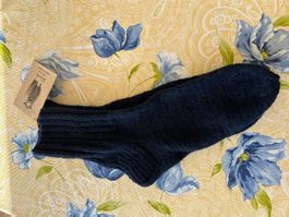 100% Schurwolle Socken Herren 41/42 dunkelblau handgestrickt