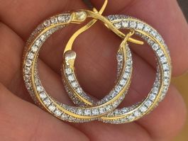 Luxus Elegante Creolen  Ohrstecker Farbe Gold Zirkonia