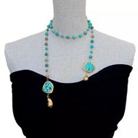 Wunderbar Türkis lange Halskette Perle Collier Turquoise