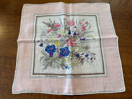 Taschentuch mit Blumenmotiv rosa Alpinblumen Zustand gut