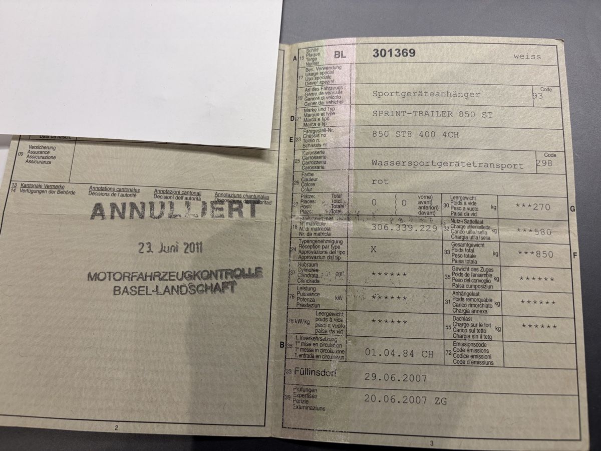 Rimorchi: Bootstrailer Sprint 850 ST – Usato da Rüti ZH venduto da Sbora 5