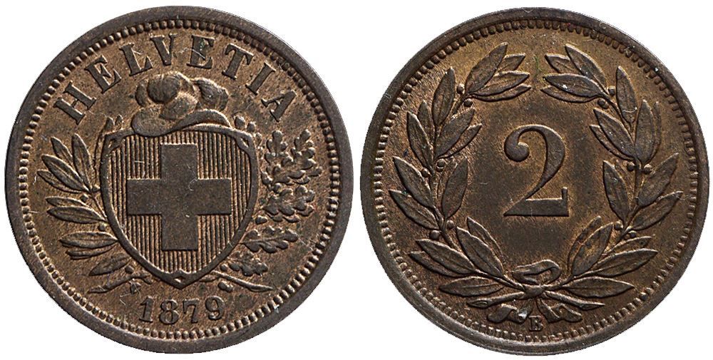 Tutti le monete: 2 Rappen 1879 – Usato da Chiasso venduto da Novamarketing
