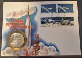 Numisbrief 25 J. Bemannter USA-Raumflug mit Silbermedaille