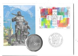 Numisbrief 20Fr. 700 J.Eid.1991 Silber 0.835 20 Gramm