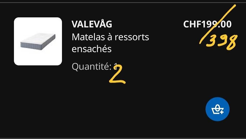 Ikea Matelas: Matelas 90 x 200 – D'occasion à Chêne-Bourg par pec_ph8n