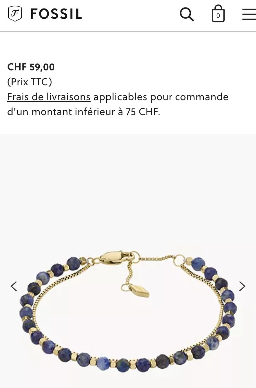 Fossil Bracciali & Braccialetti: Bracelet Lapis Lazuli Doré Fossil – Nuovo (secondo la descrizione) da Thonex venduto da shannon.tmm 3