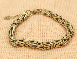 Edelstahlarmband 18K vergoldet, schwer, Industriedesign 