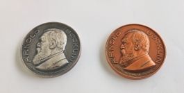 2 Bronze Medaillen Arnold Böcklin, 150ten Geburtstag 1977