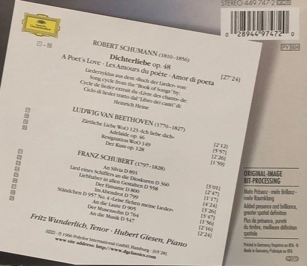CDs: Schumann - Dichterliebe / Schubert/Beethoven - Lieder – Gebraucht aus Grüningen von azulamarillo 1