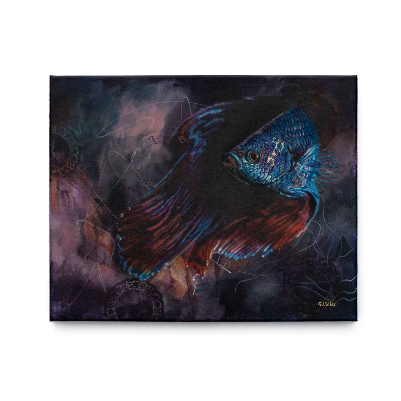 Dipinti: Kampffisch Gemälde, Original Kunstwerk, 40 x 50 cm – Nuovo e nell'imballaggio originale da Tägerwilen venduto da Simone_Widler_Art