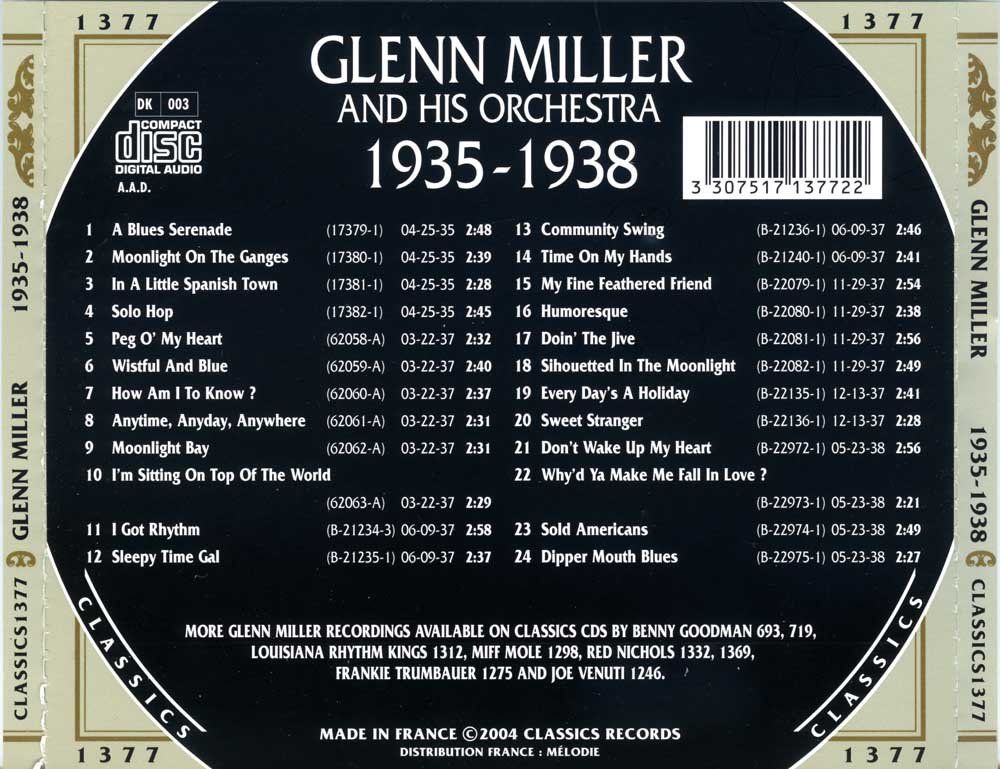 CDs: Jazz-CD:  Glenn Miller 1935 - 1938  (Classics) – Gebraucht aus Hochfelden von mue_lhm9 3
