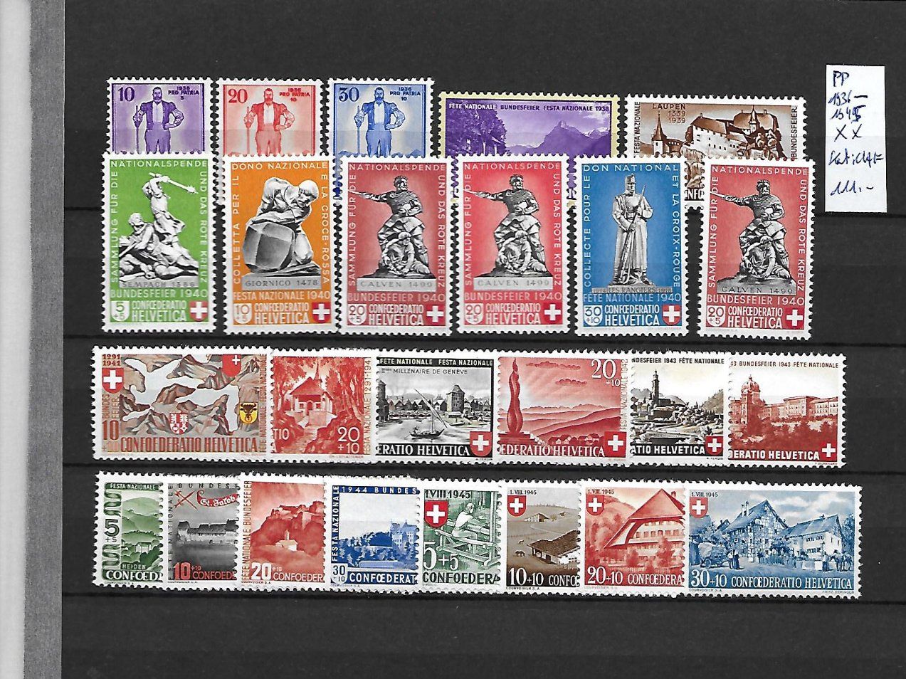 Tutti i francobolli: PP 1936 - 1945 ** Kat: CHF 111.- – Nuovo (secondo la descrizione) da Basel venduto da Ilp