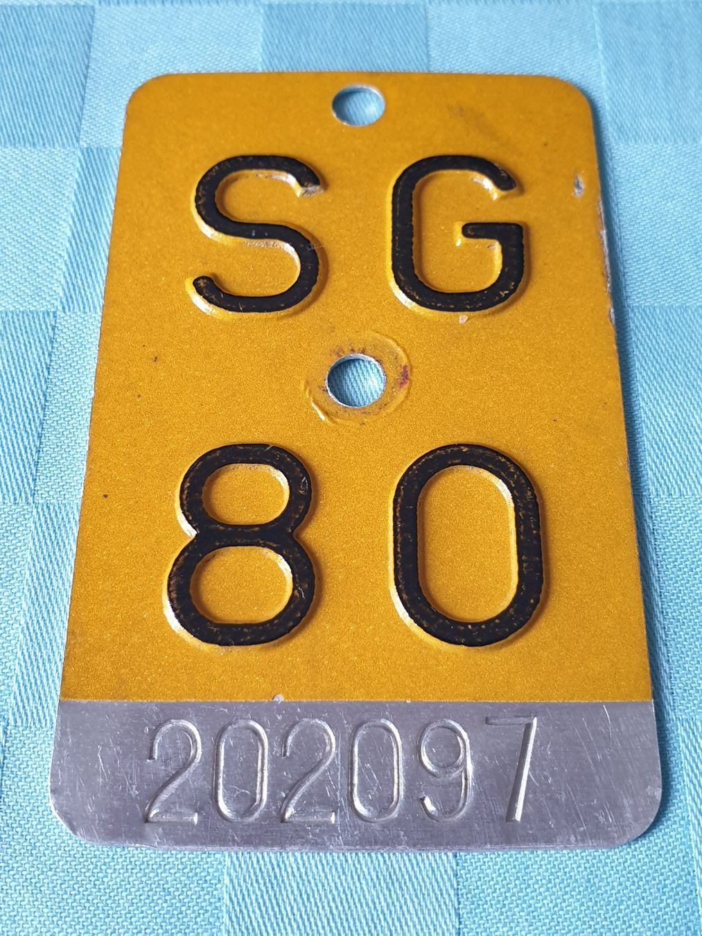 Schilder: Velonummer SG 80 – Gebraucht aus Mörschwil von spirspi