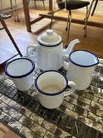 Falcon Email-Geschirr Teeservice mit Tasse Krug und Becher
