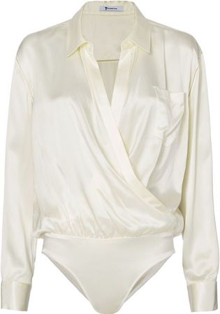 T by Alexander Wang Hemdblusen-Bodysuit aus elfenbeinfarbene