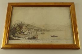 BRIENZ SEE UND ORT, UMRISSRADIERUNG VON ABERLI