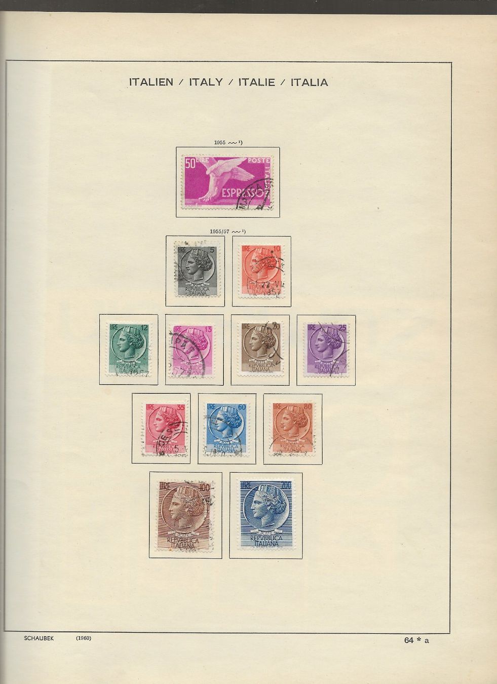 Alle Briefmarken: Marken Italien 1955 bis 1960 – Gebraucht aus Au ZH von xelagreb01 2