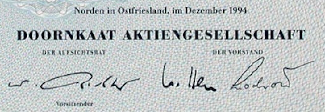 Dokumente: Doornkaat AG, Norden - 1994 – Gebraucht aus Solothurn von Sgasche 1