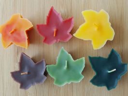 6 Herbstliche Schwimmkerzen " Blätter"  handgemacht