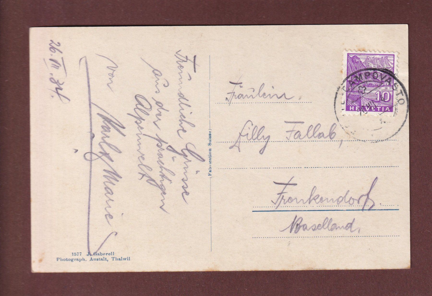 Cartoline postali: PIZ MORTERATSCH - 1934 – Usato da Pully venduto da nicecards-shop 1