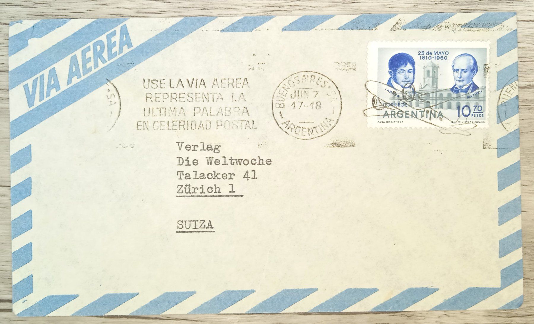 Tutti i francobolli: TR69 Enveloppe + Timbre Argentine 1960 – Usato da Cousset venduto da Patrick_Collections