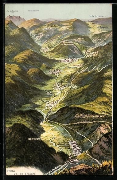 Cartes postales: Travers /Val de Travers, Karte mit Les O – D'occasion à Berlin par bartko-reher