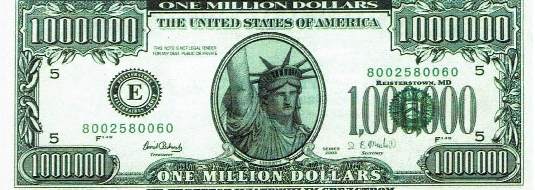 Banconote: USA 1 Million Dollar, Testnote,UNZ,Serie 2003 – Nuovo (secondo la descrizione) da Steffisburg venduto da ber_8htf