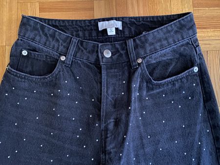 Jeans H&M noir orné de pierres strass - neuf - taille 38