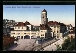St. Gallen, Neuer Bahnhof und Postgebäu