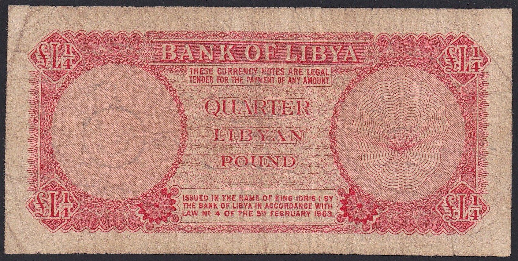 Banconote: Libyen 1/4 Pound 1963 – Usato da Brugg AG venduto da banknoten_muesli 1