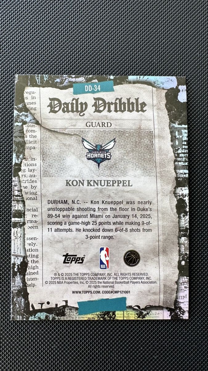 Topps Carte collezionabili: Kon Knueppel Hornets RC Topps DD-34 – Usato da Affoltern am Albis venduto da mr_choppa 1