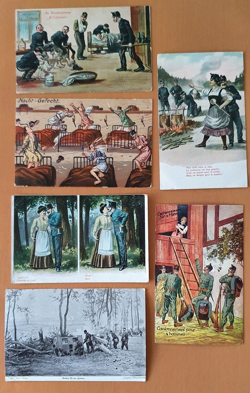 Cartoline postali: 10 Militär Jux Karten – Usato da Kreuzlingen venduto da Rschweiz1 2