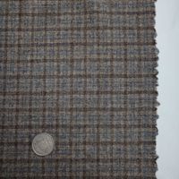 Italienischer Wollstoff Merino  2.4x1.50m warmgrau blau Karo