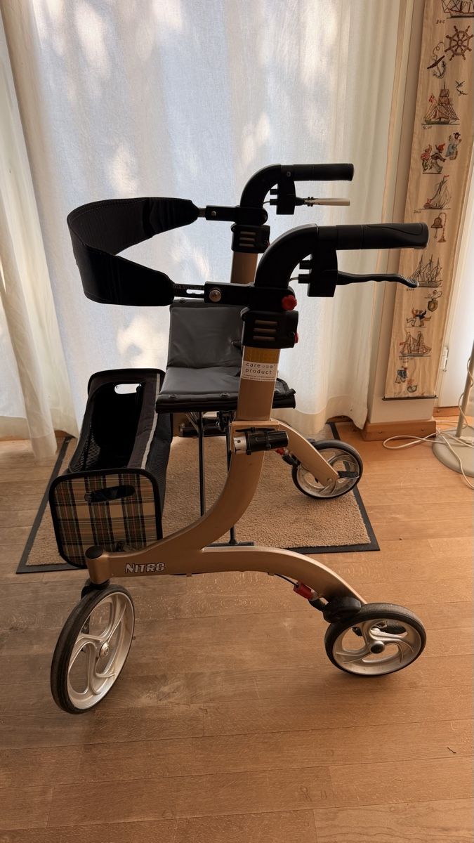Ausili per la deambulazione: Rollator Drive Nitro, champagner, mit Sitz und Tasche – Usato da Windisch venduto da morten70 1