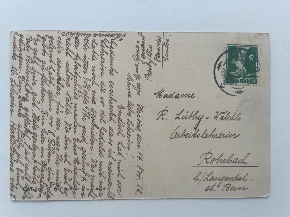 Cartoline postali: AK Versoix KT GE mit Mont-Blanc 1920iger – Usato da Meierskappel venduto da Hala03 3